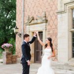 Bride and Groom dance outside Meadow brook Hall