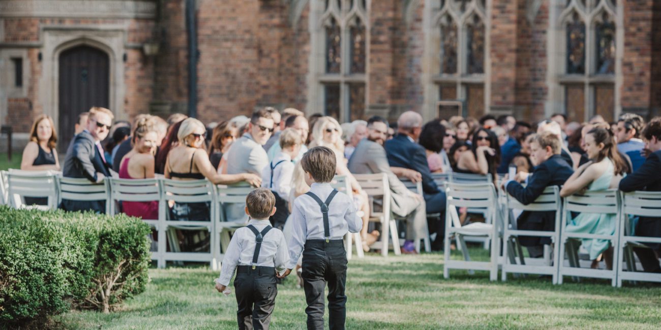 Ring bearers head down the aisle at Meadow Brook
