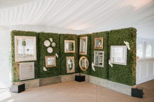 Photo wall in the garden tent at Meadow Brook
