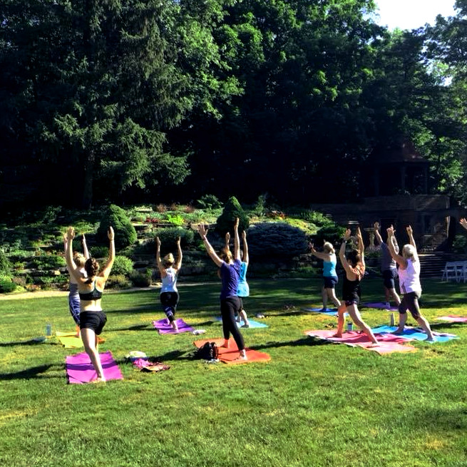 Yoga in the garden at Meadow Brook