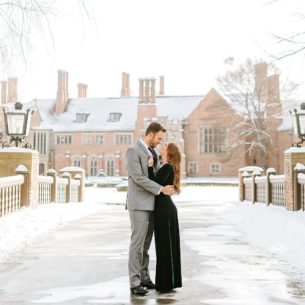 Winter engagement at Meadow Brook Hall