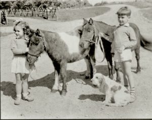 Barbara and Richard Wilson with horses in 1934