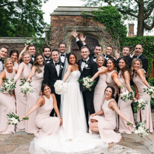 a glamorous wedding party at Meadow Brook Hall