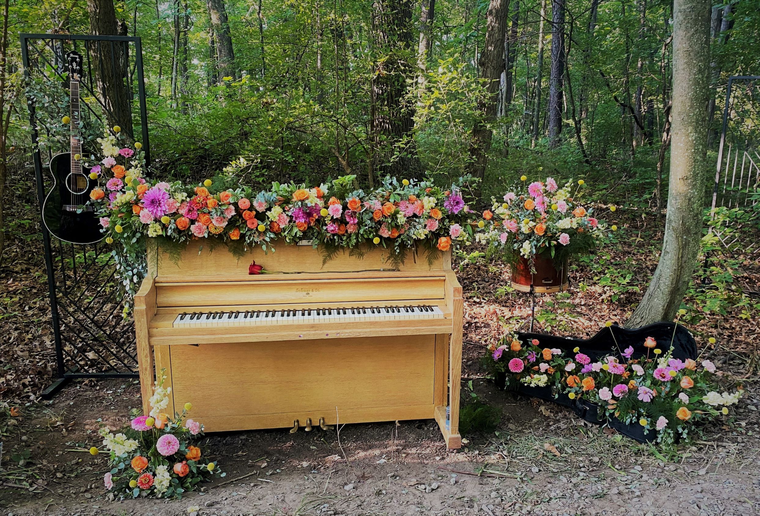 floral art in woods
