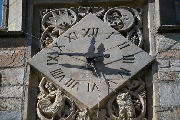 clock on Meadow Brook Hall exterior