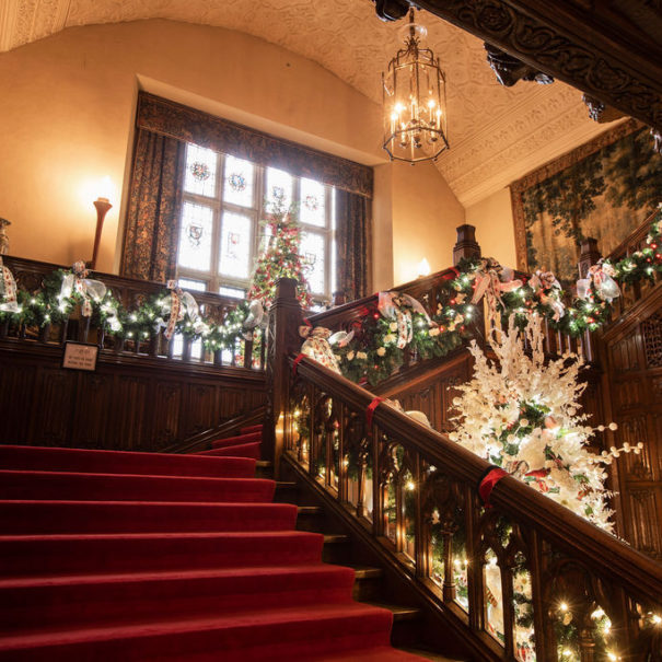 The Grand Staircase decorated for the holidays
