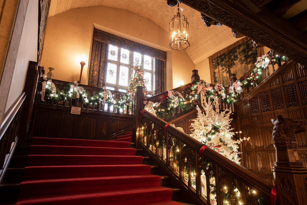 The Grand Staircase decorated for the holidays