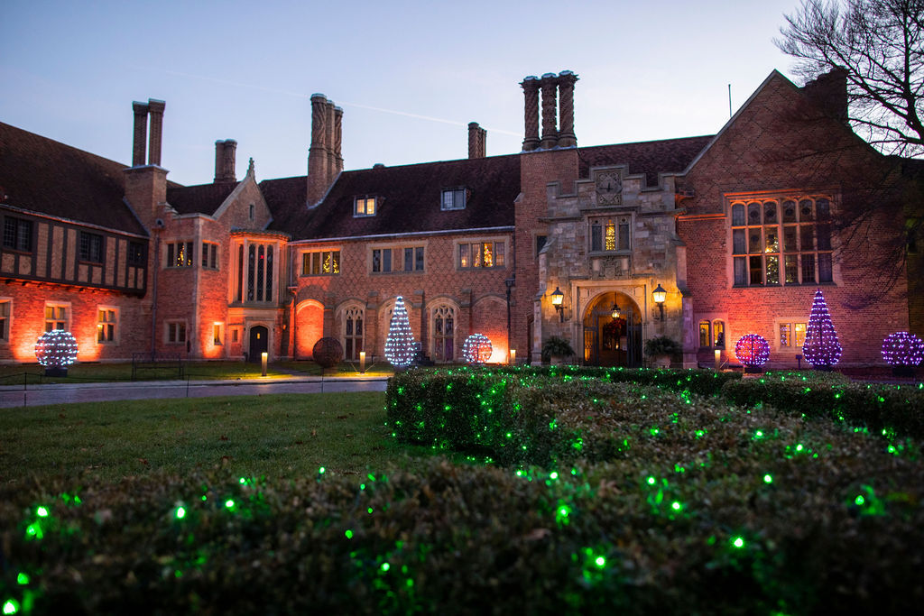 Meadow Brook Hall's grounds decorated for the holidays