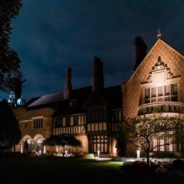 Meadow Brook Hall in the evening.
