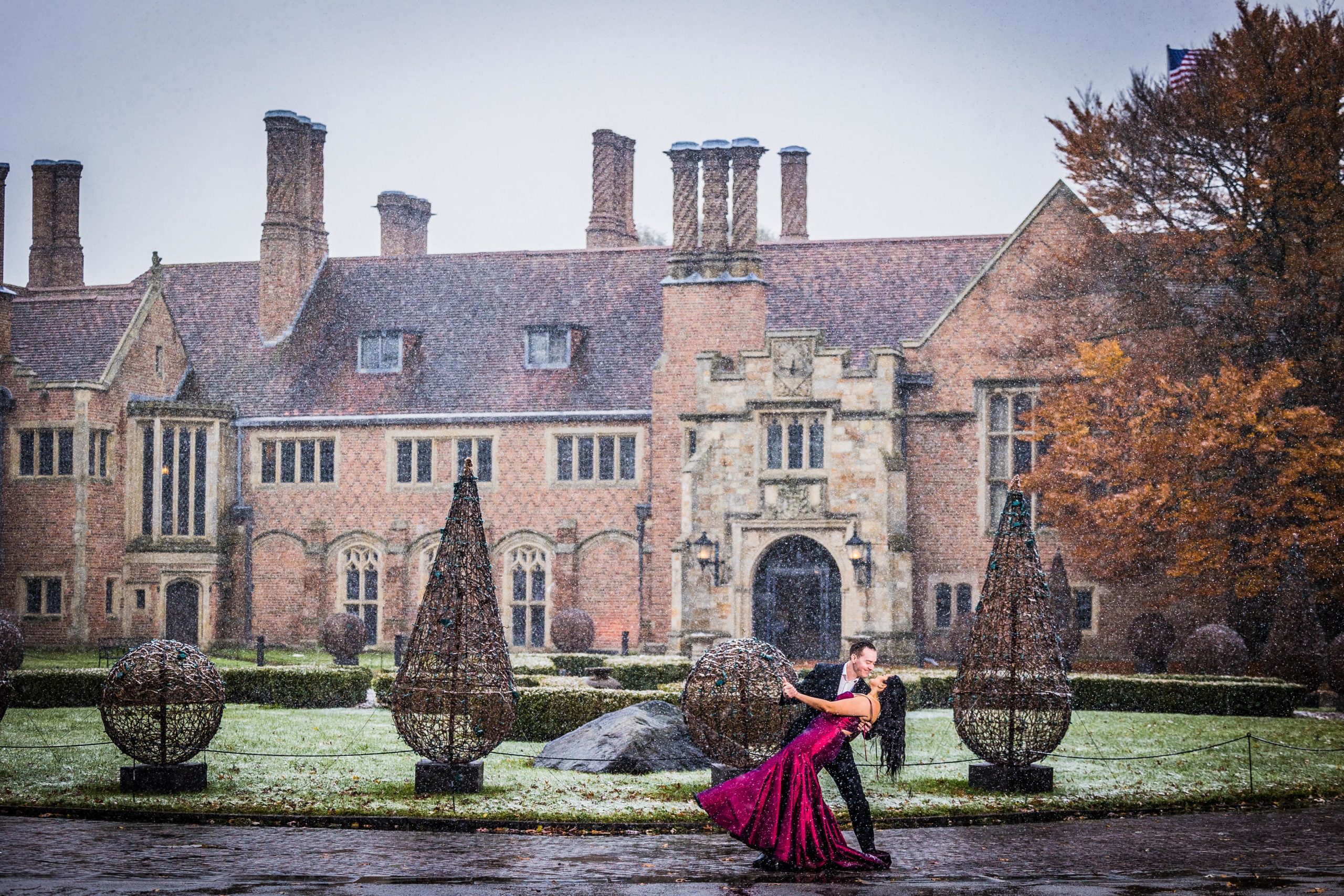 Engagement photo shoot at Meadow Brook Hall