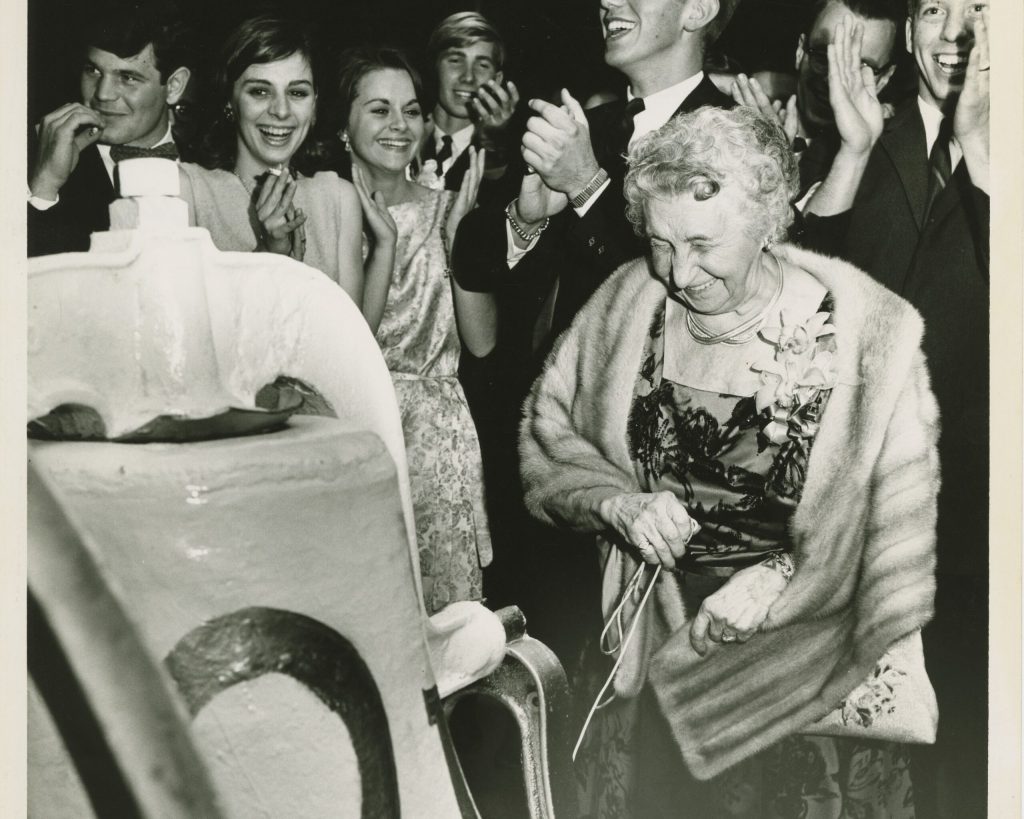 Matilda ringing the "borrowed" birthday bell