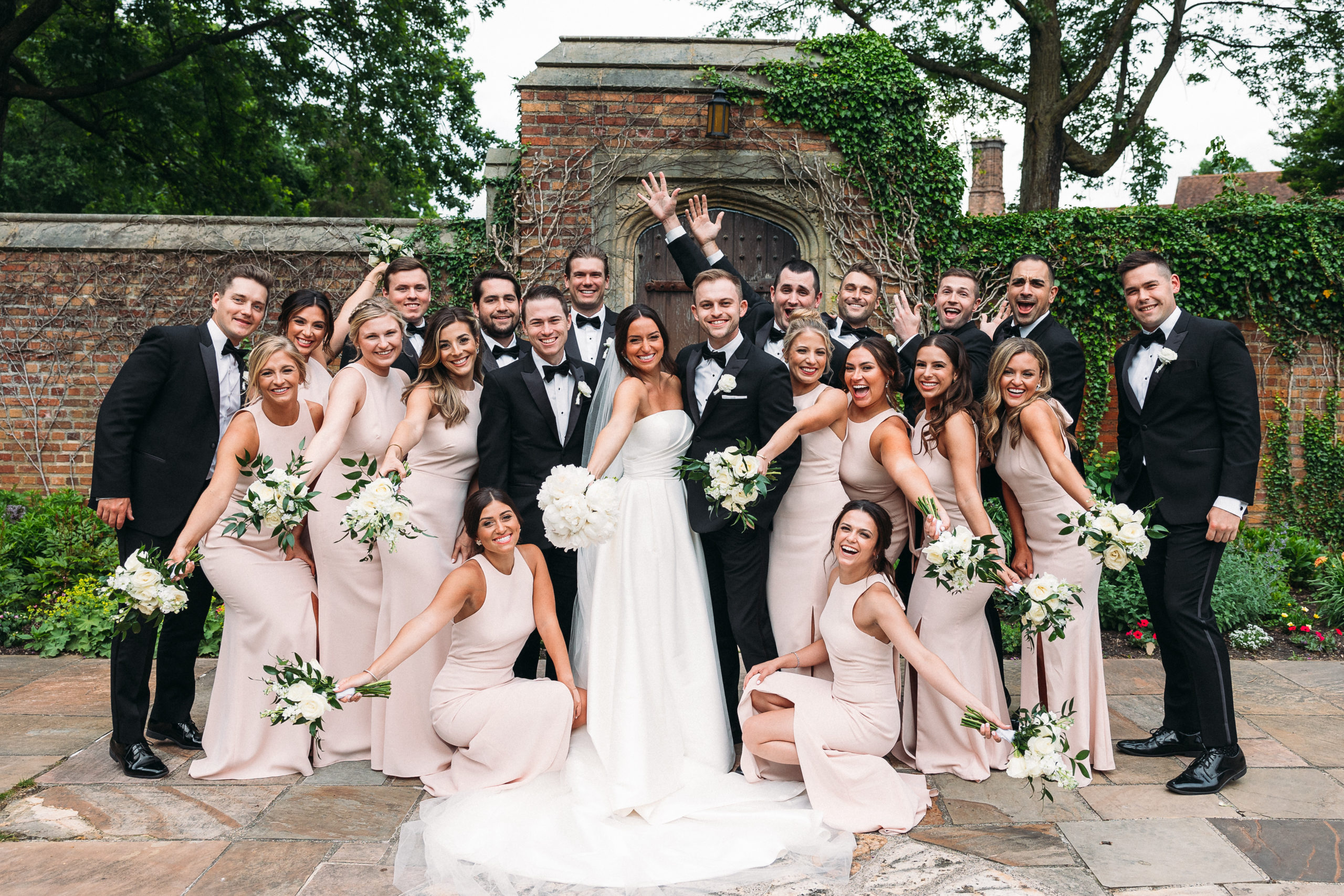 a glamorous wedding party at Meadow Brook Hall