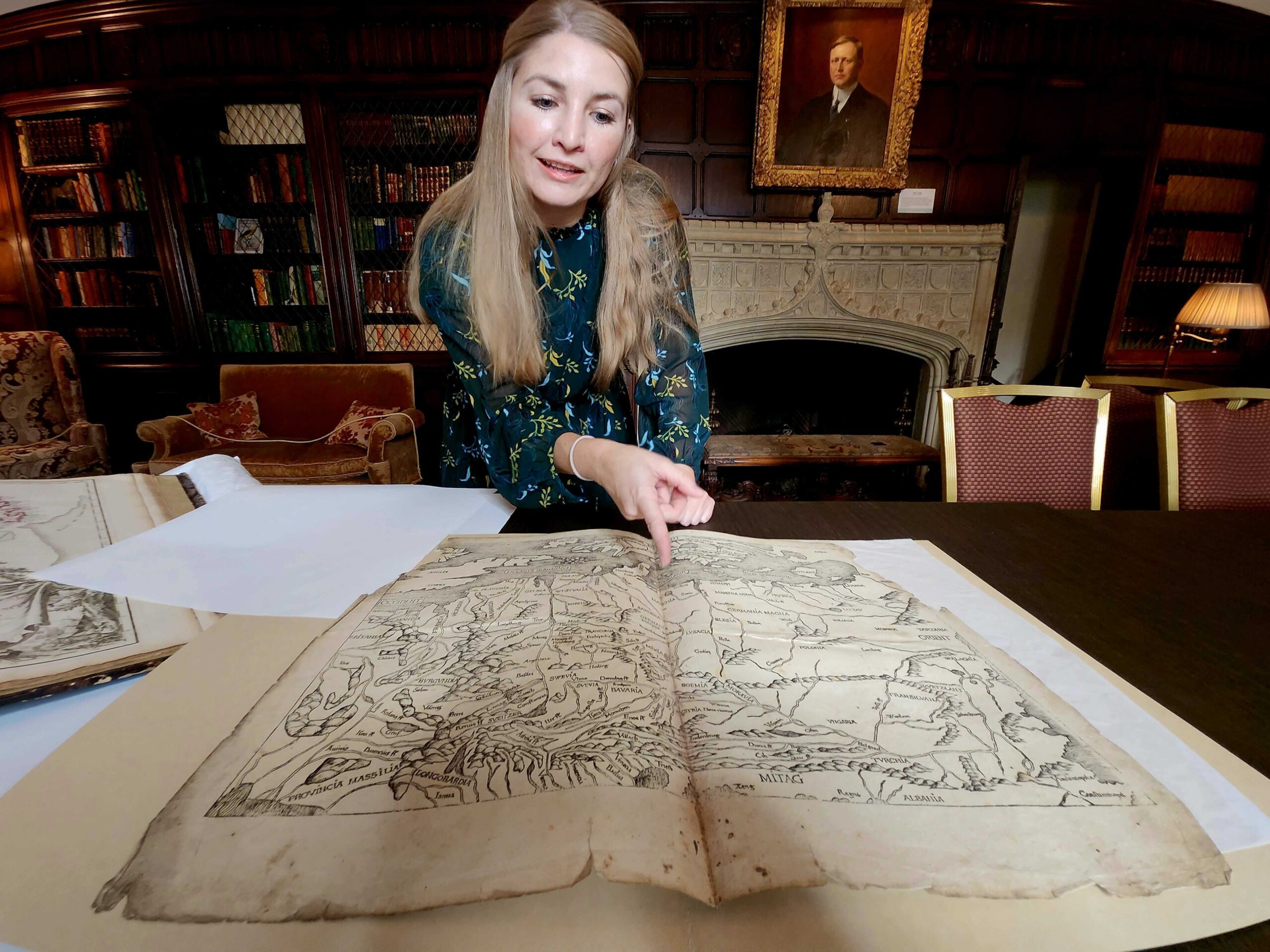 Meadow Brook Hall Curator Madelyn Chrapla researches a rare historic book.