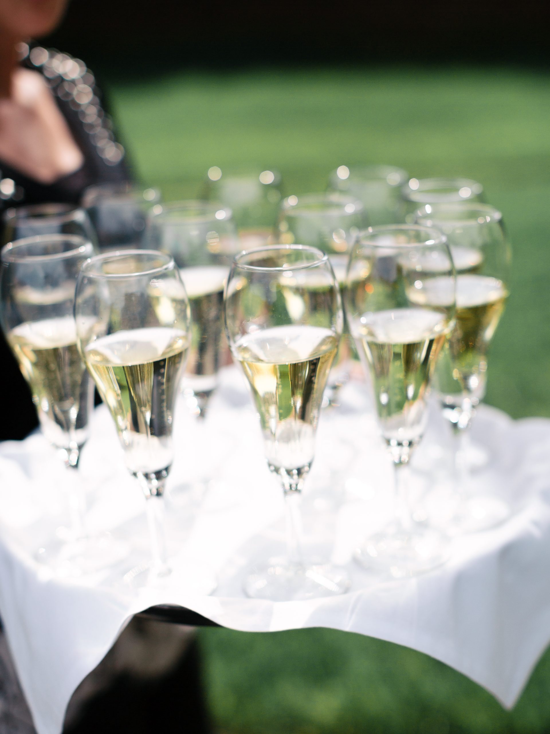 Butler passed tray of champagne