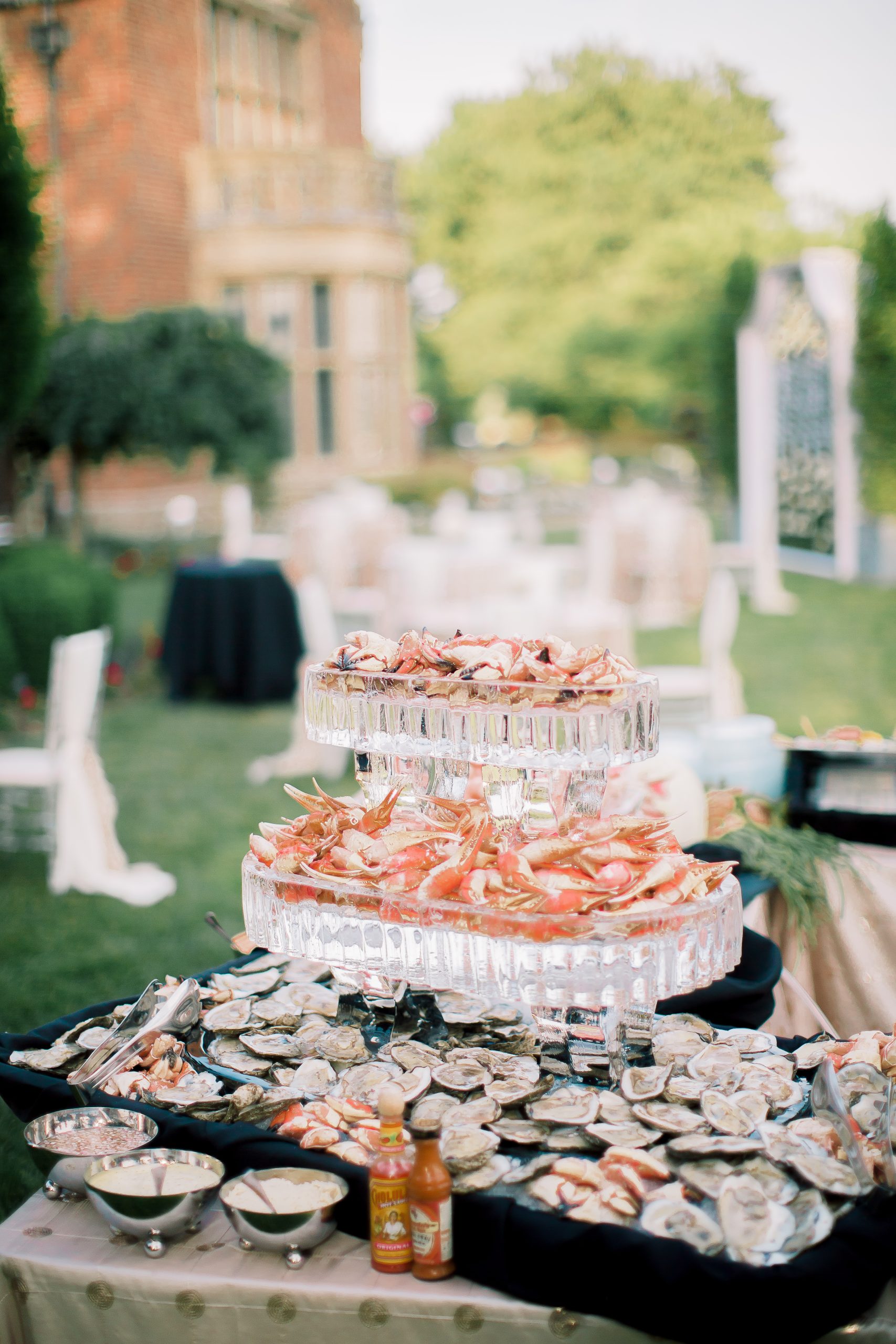 Beautiful hors'duevres seafood display at Meadow Brook Hall