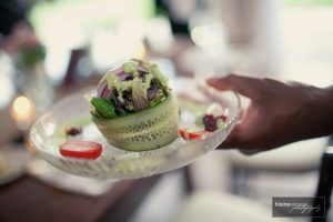 Elegant plated salad with banded cucumber at Meadow Brook Hall.