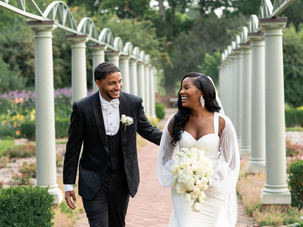 Couple celebrates their wedding in Meadow Brook's Rose Garden