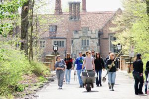 Woodland cleanup by volunteers at Meadow Brook Hall