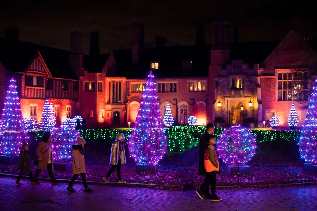 Family enjoys Winter Wonder Lights at Meadow Brook Hall.