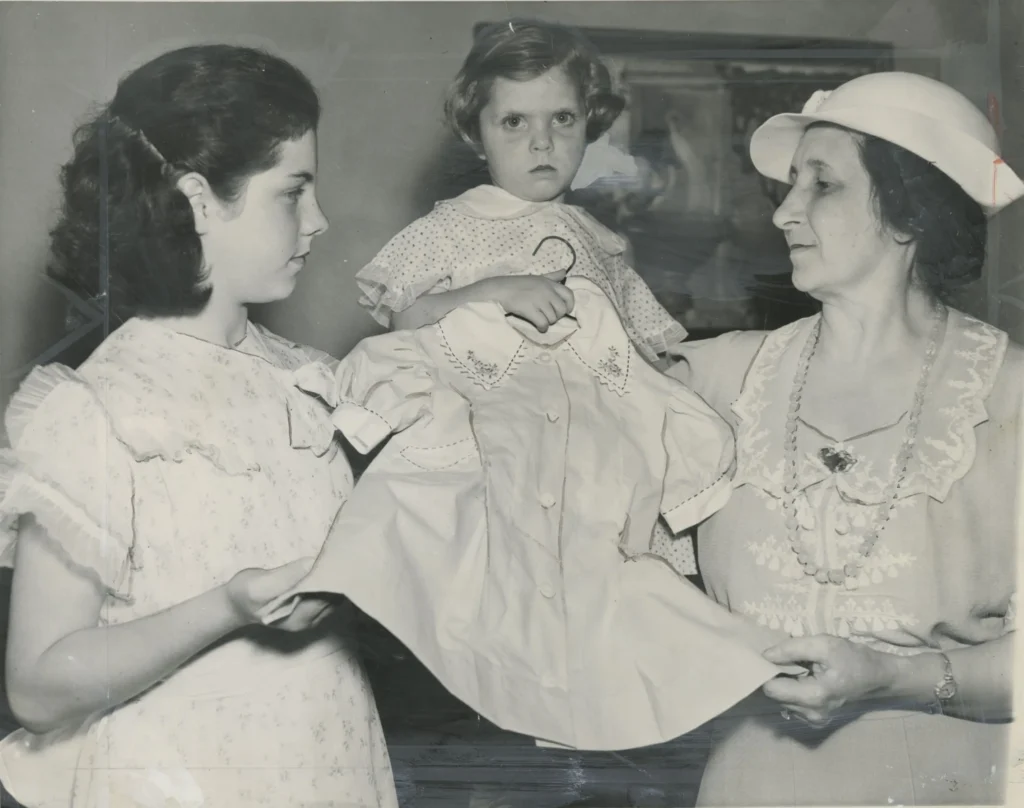 Matilda with two orphans at Denby home - 1936