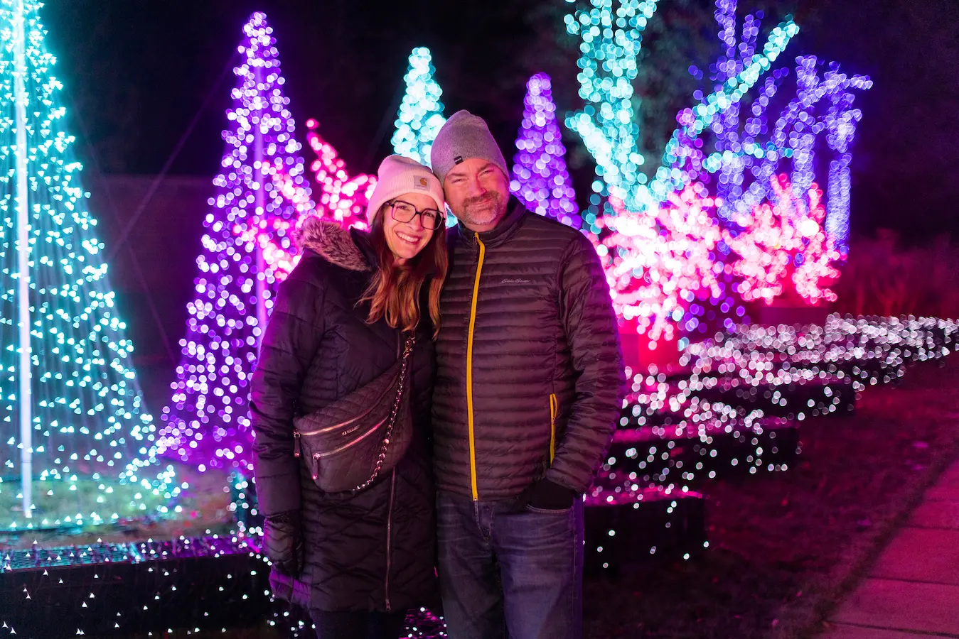 Guests explore lights at Winter Wonder Lights at the Holidays at Meadow Brook in Rochester, Michigan.