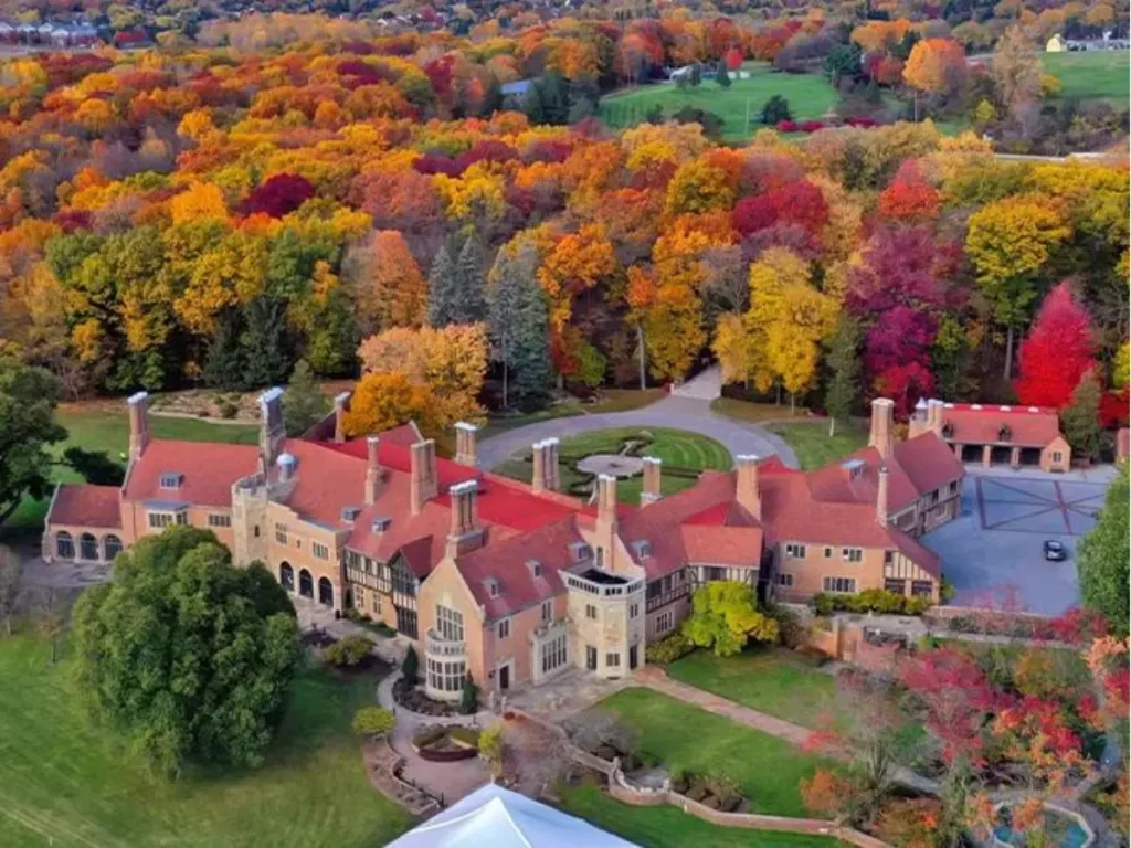 Meadow Brook Hall in the fall, located in Rochester, Michigan.