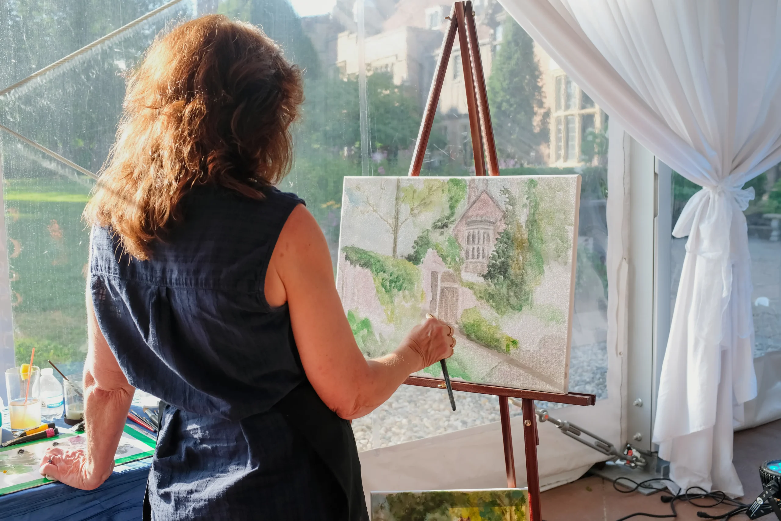 Volunteer painting demo