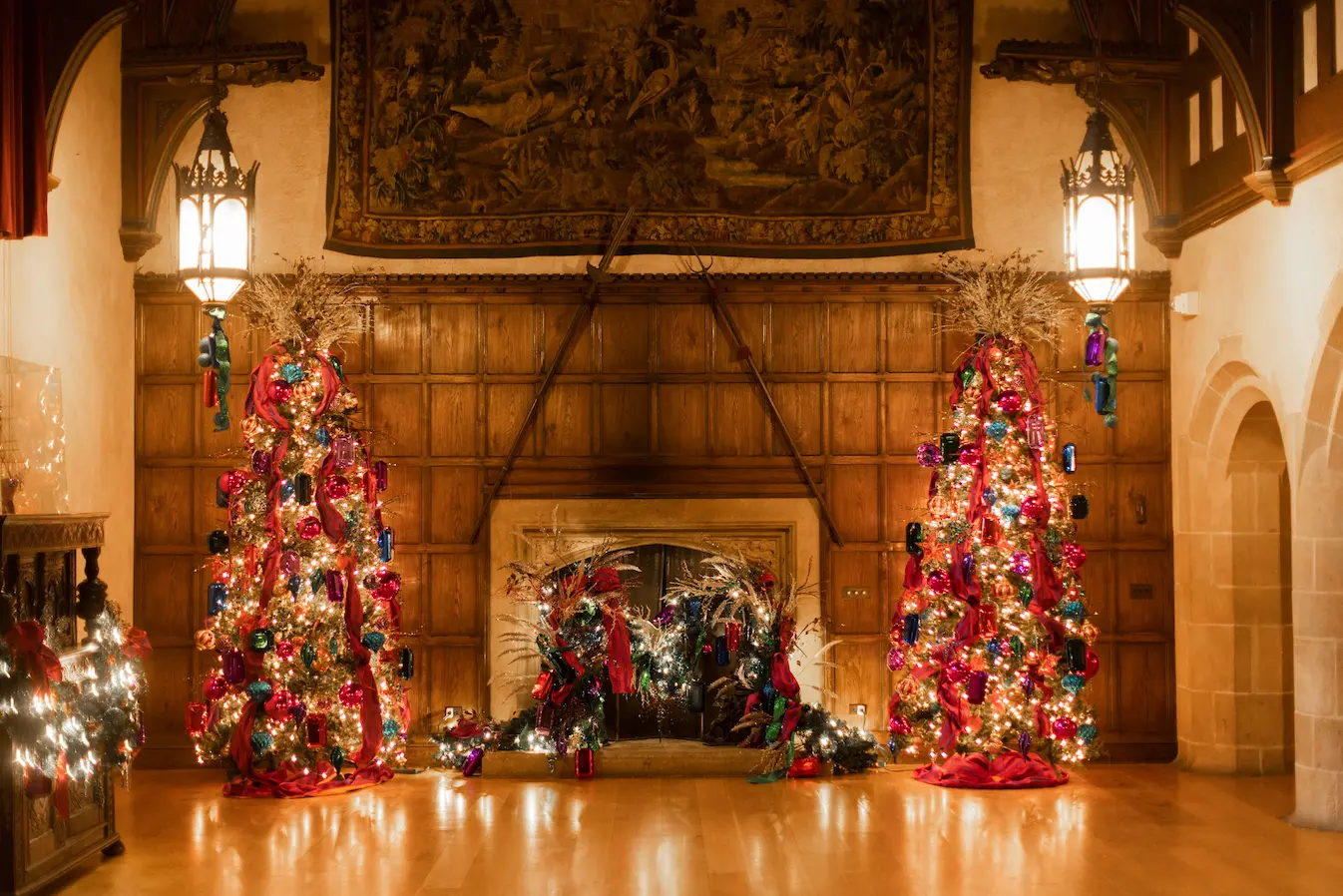 Guests enjoy the Holiday Walk at Meadow Brook in Rochester, Michigan.